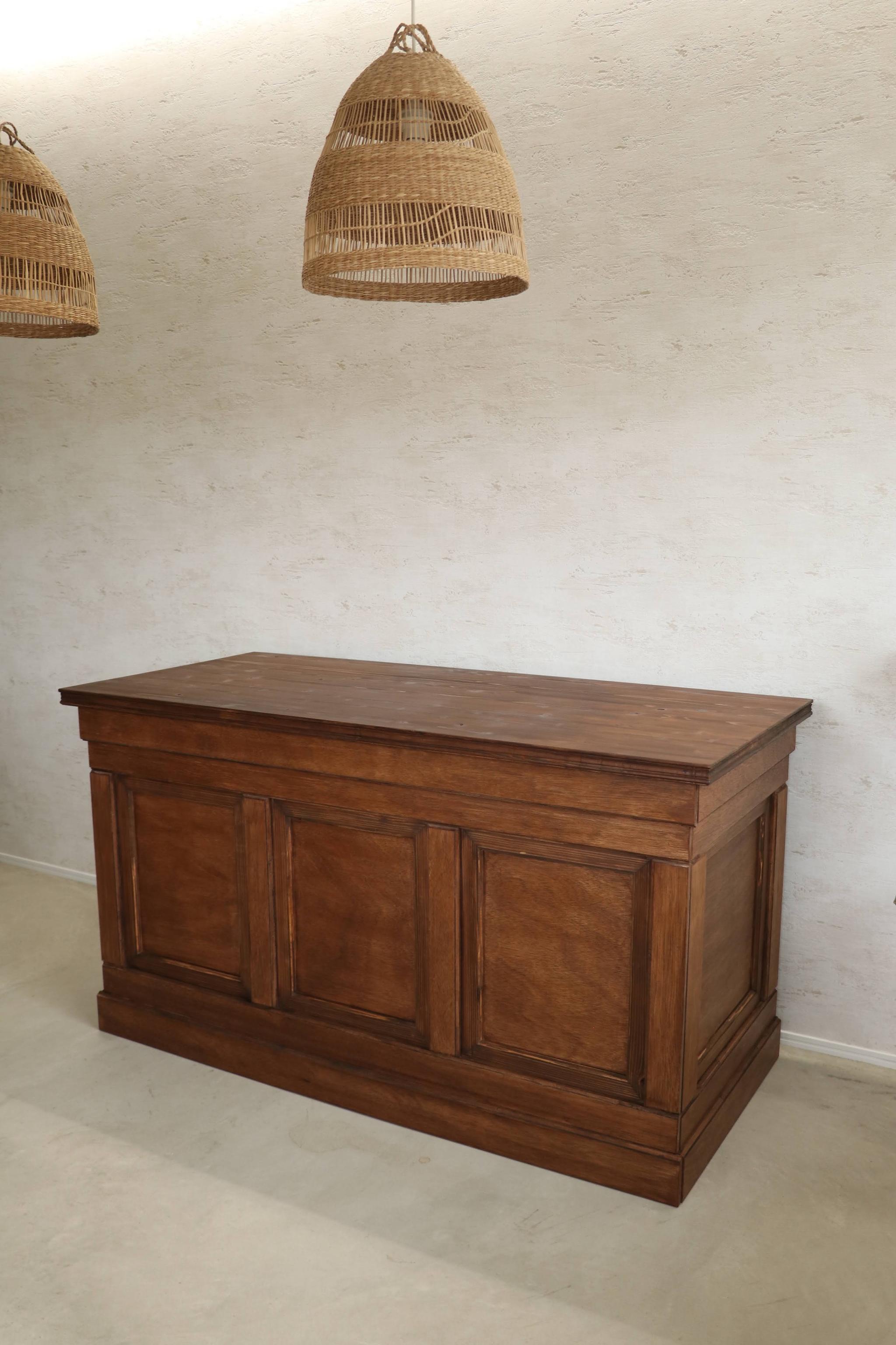 折畳みアンティークカウンター 折りたたみテーブル レジ台 キャッシャー 受付 ディスプレイ 店舗什器 マルシェ | 2枚目